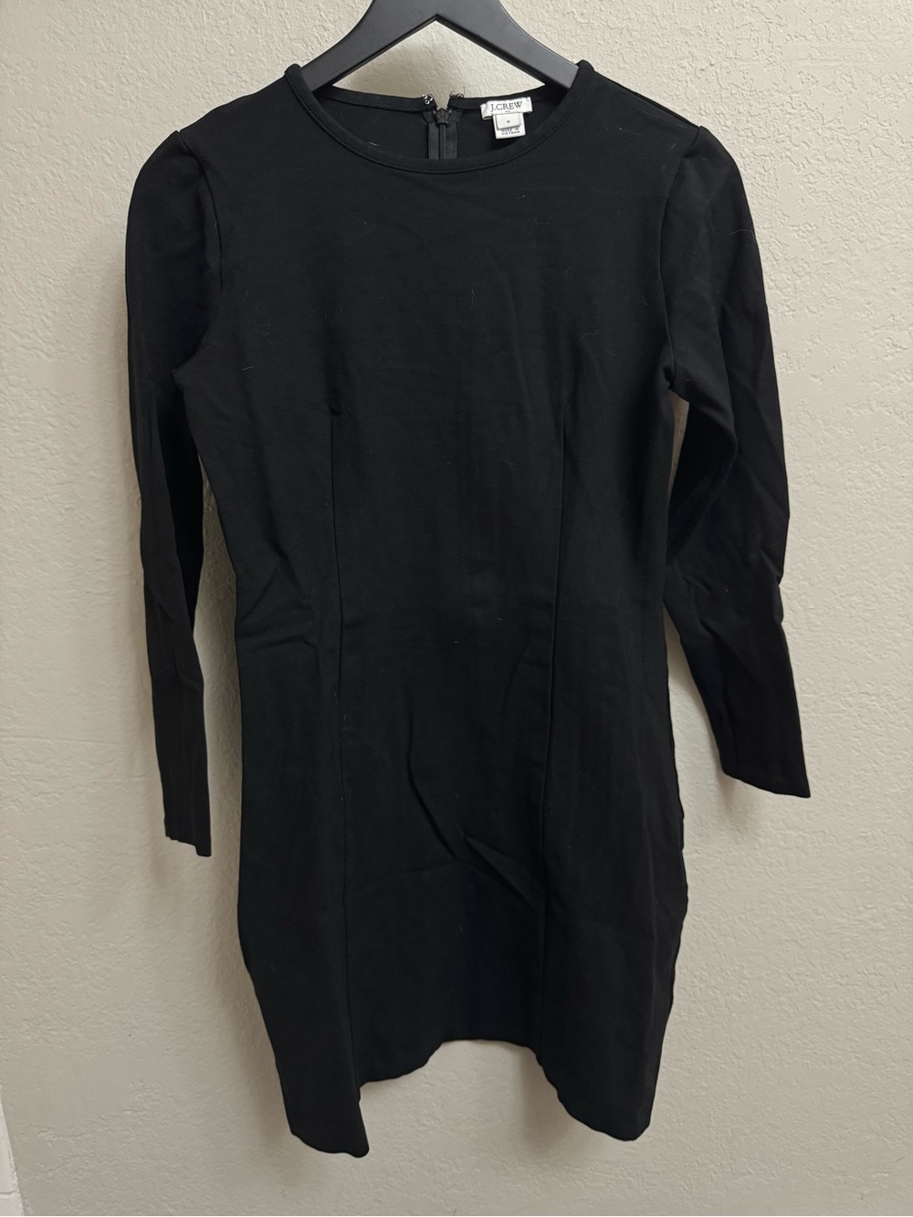 J. Crew Black Long Sleeve Fitted Sheath Dress